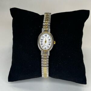 Vintage Dainty Gold and Silver-tone Ladies Stretch Cocktail Watch New Battery